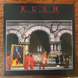 Rush bewegliche Bilder LP Schallplatte Album 2x neuwertige Zustand handsigniert von Geddy Lee und Alex Lifeson w / LOA signiert