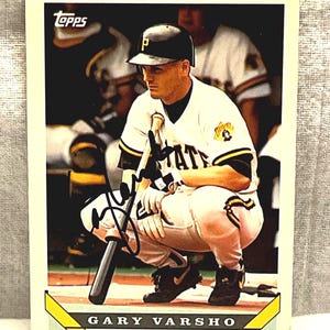 Gary Varsho Pirates Topps #326 1993 Handsignierte handsignierte Karte n Schwarz mit LOA Hologramm