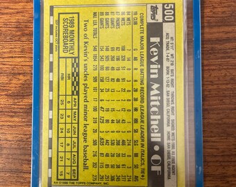 ケビン・ミッチェル直筆サイン入り 1990 Topps サンフランシスコ