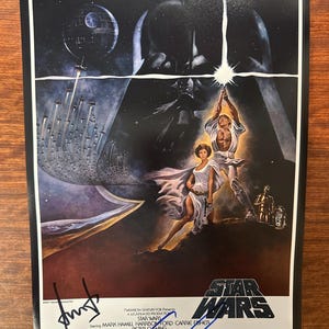 Star Wars Harrison Ford  & George Lucas Hand Signed Autographed 11"x17" Poster  w/LOA