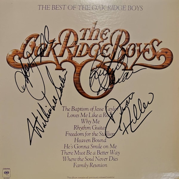 The Oakridge Boys "The Best of" Record Album 4x Hand Firmado por William Lee Golden Duane Allen Richard Sterban & Joe Bonsall w / LOA