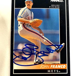 John Franco Pinnacle 64 1992 handsignierte handsignierte Karte n Blue Sharpie mit LOA Hologramm