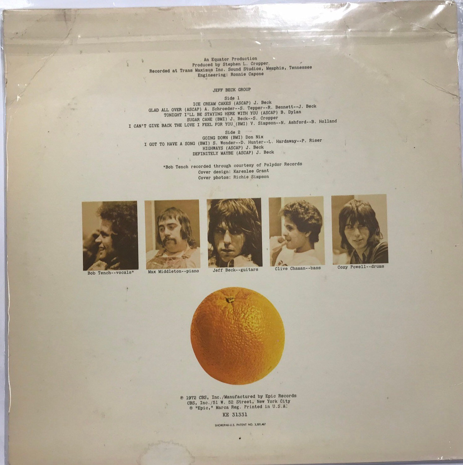 ジェフベックグループ　直筆サイン入りアナログレコード LP ジェフ・ベック・グループの直筆サイン入りレコードアルバム - LOA