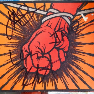Metallica 4x Handsignierte Autogramm &quot;&quot;St. Anger&quot;&quot; CD in Black Ink von James Hetfield, LarsUrich, Jason Newsted und Kirk Hamatt w/ LOA.&quot;
