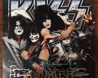KISS Monster LP album  Hand Signed 4x Autographed by Gene Simmons Paul Stanley Eric singer Tommy Thayer In Silver Ink w/ LOA