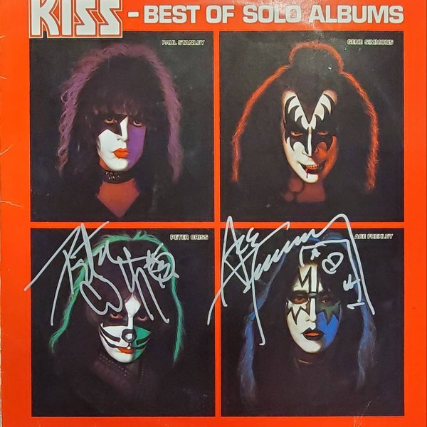 Kiss Ace Frehley Peter Criss "Best of Solo Albums" German Pressing LP Record Autographed 2x by Ace Frehley & Peter Criss w/ LOA hologram