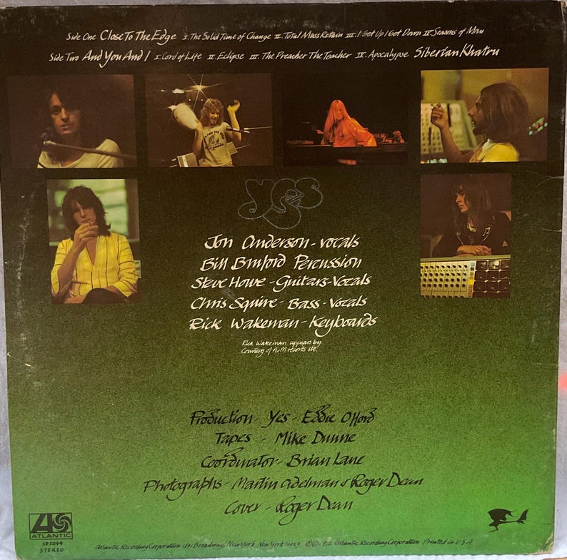 Yes close to the Edge LP Record Album 4x Handsigned Steve Howe, Jon