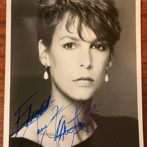 Foto autografada e assinada à mão de Jamie Lee Curtis "Atriz" 8" x 10" com carta de compromisso