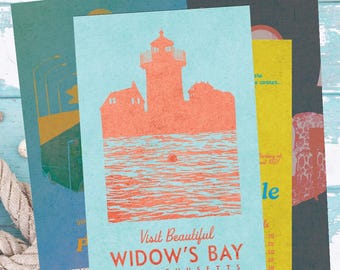 Widow's Bay Postcard Pack | 4 pack of Vintage-Style Widow's Bay Postcards