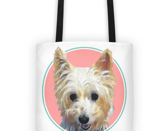 Custom Pet Portrait // Gifts for pet owners // Pet memorial // Weather resistant tote bag // Gifts under 65.