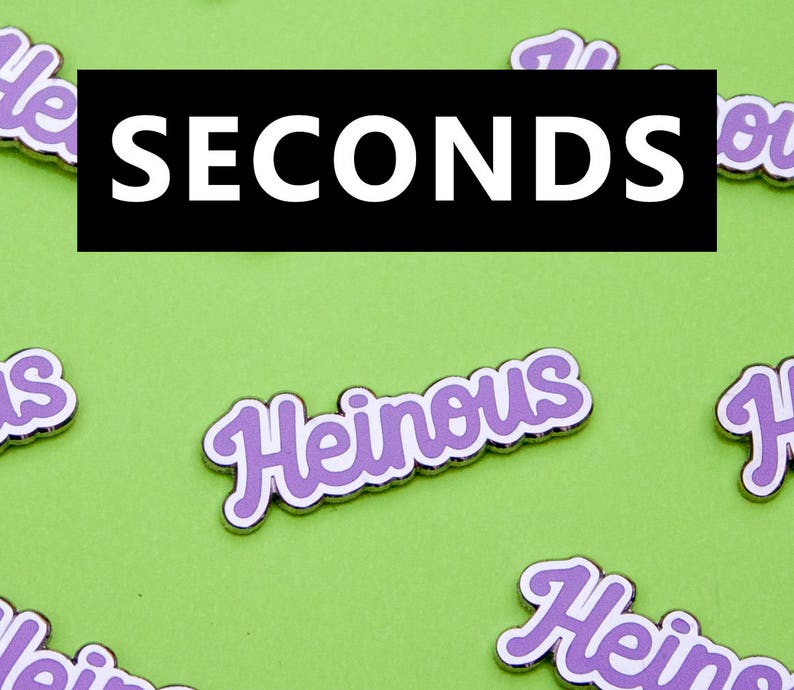 Menhera Punk B Grade Pin with Cursive Lettering Flair Creepy Cute Heinous Hard Enamel Pin Seconds Sale Yami Kawaii and Pastel Goth Pins