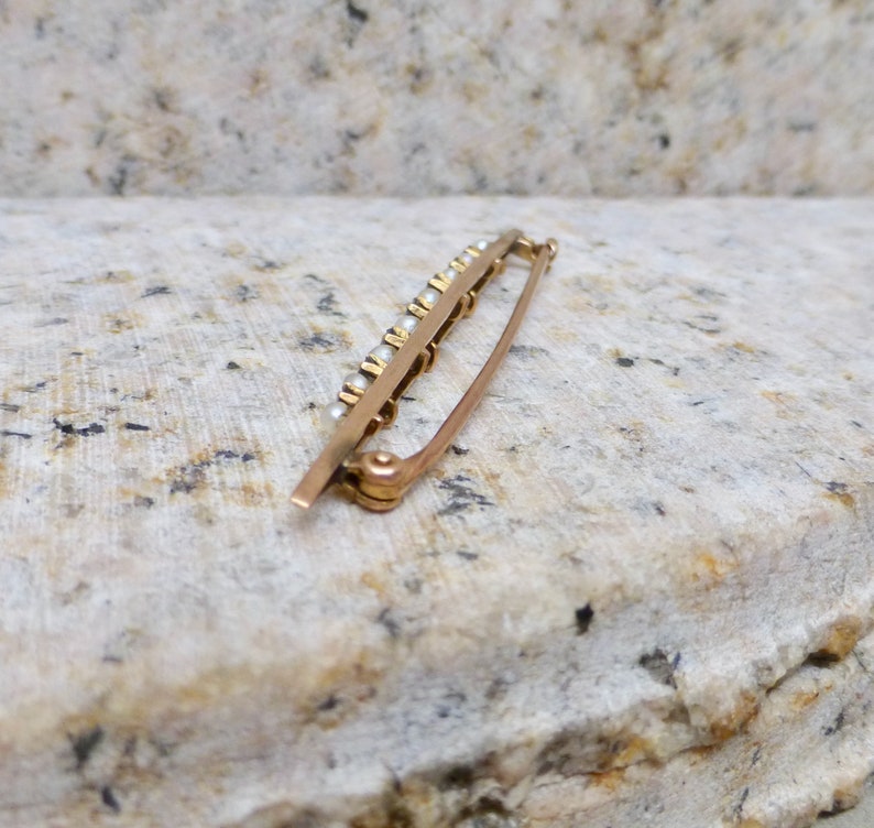 Art Deco Topaz Brooch 10k Art Deco Pin Topaz and Pearl Brooch Art Deco Gold Topaz Pin Dainty Bar Brooch Antique Topaz Brooch
