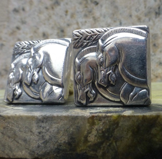 Mid-Century Cuff Links, Horse Cuff Links, Vintage… - image 3