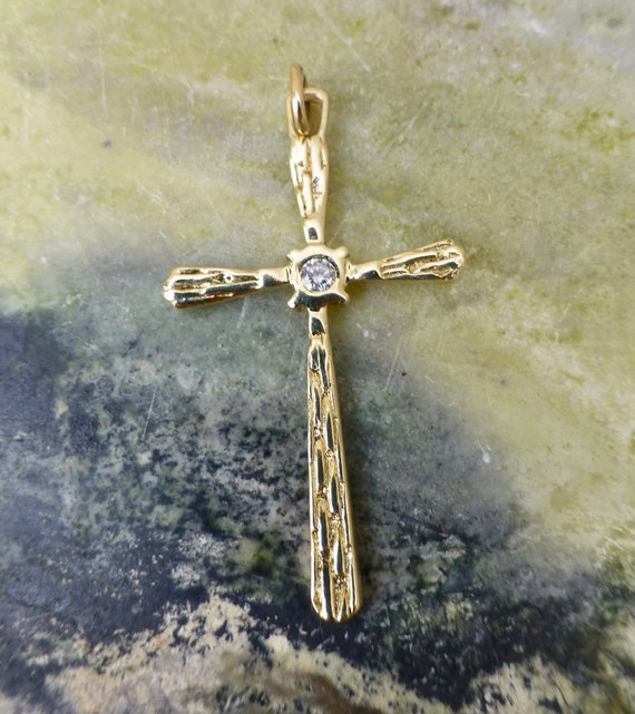 Vintage Diamond Cross, Brutalist 14k Cross, Cross… - image 8