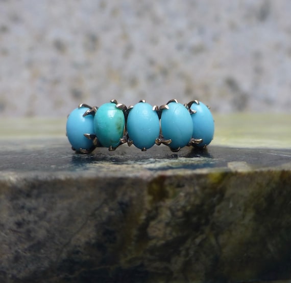 Edwardian Turquoise Ring, Antique Turquoise Gold B