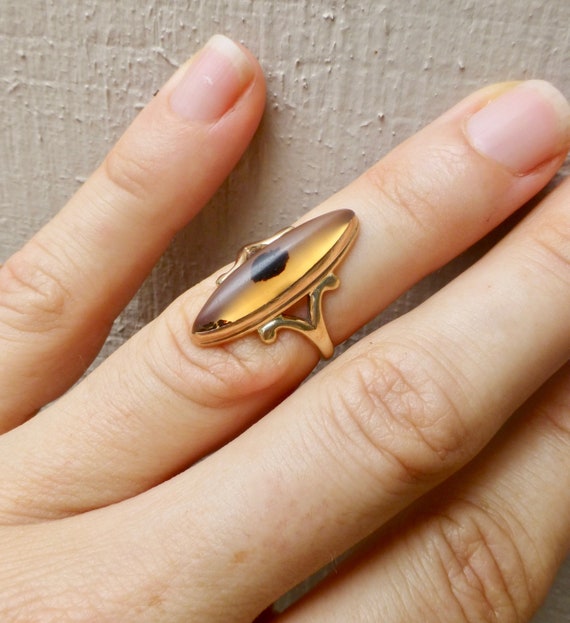 Size 5 1/2, Vintage Montana Agate Ring In 10 Kara… - image 9