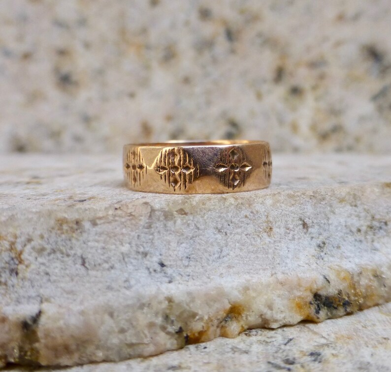Antique Baby Ring Engraved Baby Band Baby Ring Etched Gold Baby Ring Art Deco Gold Band Art Deco Yellow Gold Band Gold Stacking Band