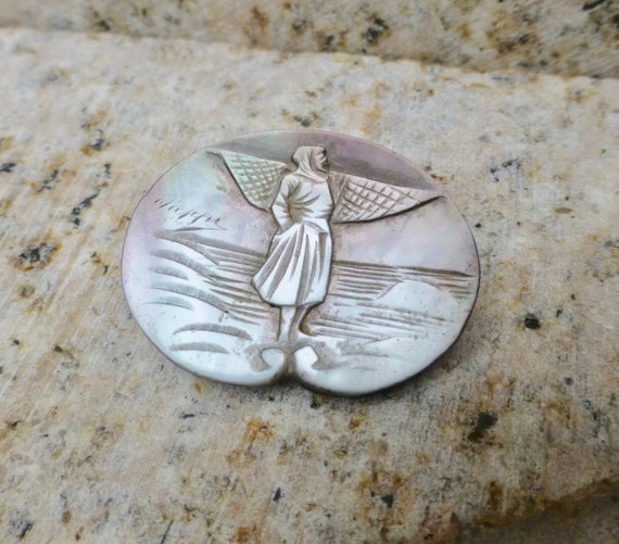 Victorian Mother Of Pearl Dress Pin, Victorian Sh… - image 3