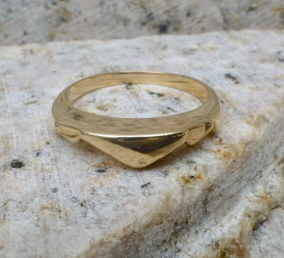 Size 7, Vintage Gold Modernist Chevron Ring In 14… - image 7