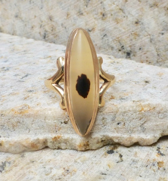 Size 5 1/2, Vintage Montana Agate Ring In 10 Kara… - image 5