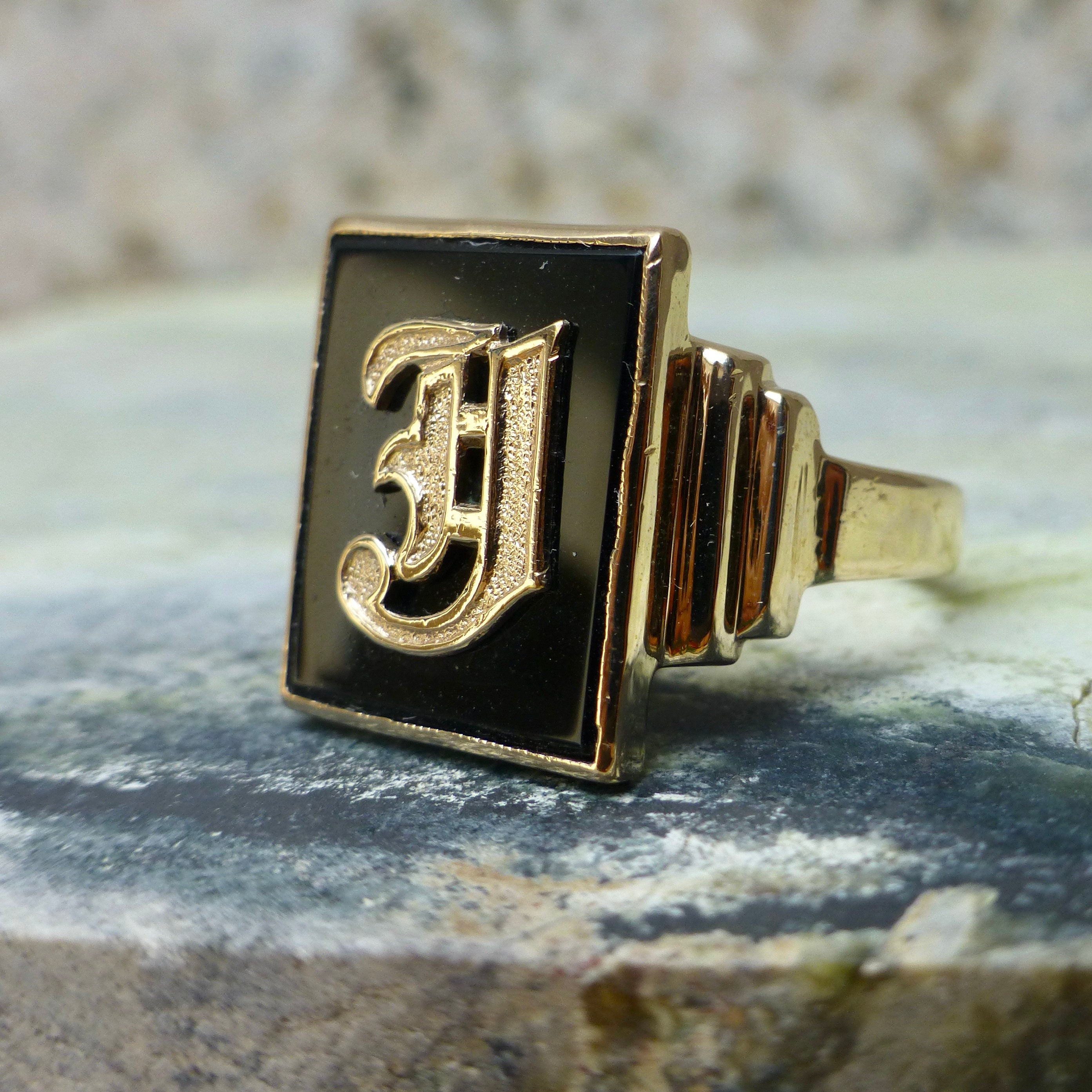 ☆MARS MARK☆ Signet Onyx RG No5 M142 Men's Signet Ring 925 Silver Men's Ring Onyx Stone Size 21