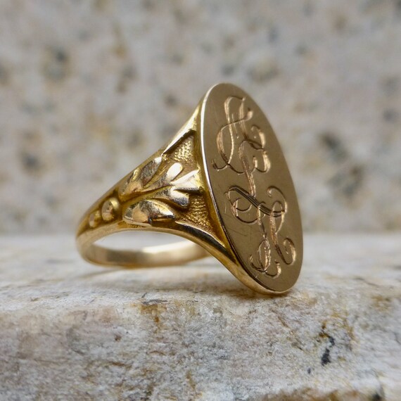 Late Victorian Gold Signet Ring, Antique Signet Ri