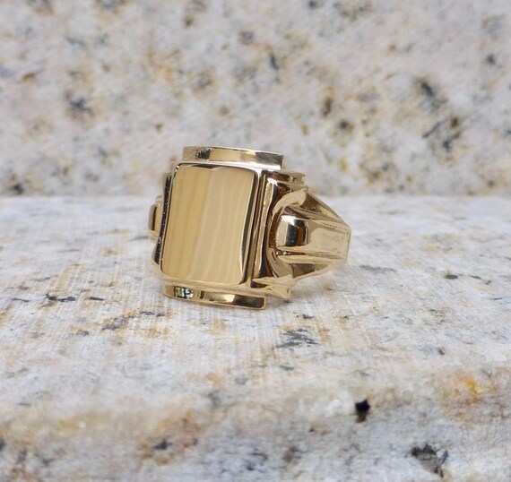 Art Deco Gold Signet Ring, Antique Signet Ring, Ar