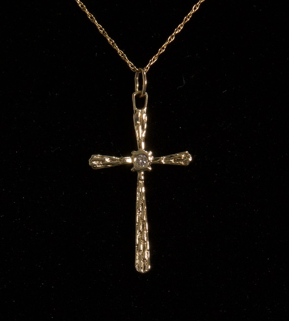 Vintage Diamond Cross, Brutalist 14k Cross, Cross… - image 2