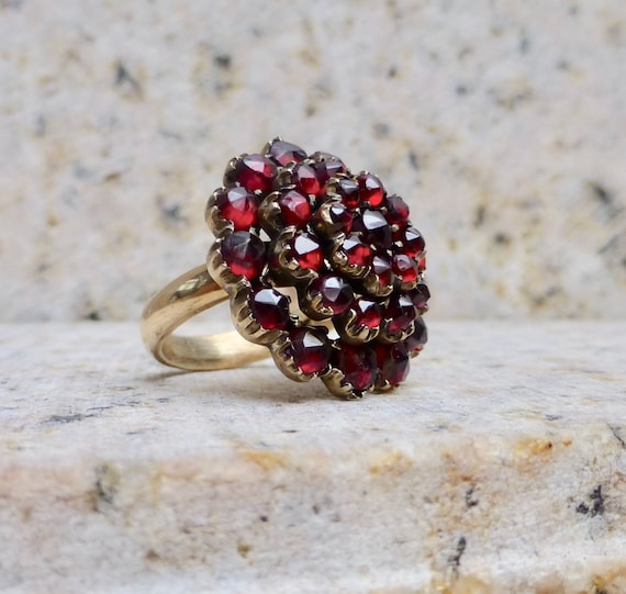 Victorian Garnet Ring, Antique Garnet Princess Rin
