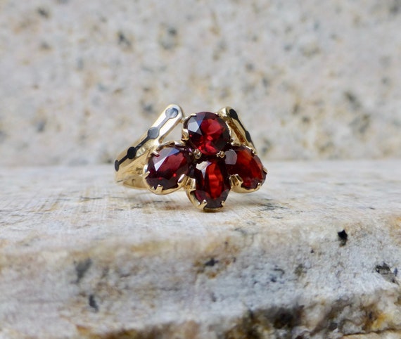 Mid Century Garnet Ring, Vintage Garnet Ring, Garn