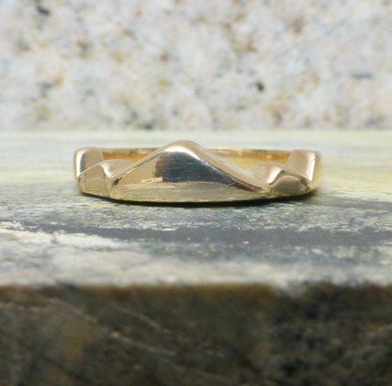 Size 7, Vintage Gold Modernist Chevron Ring In 14… - image 5