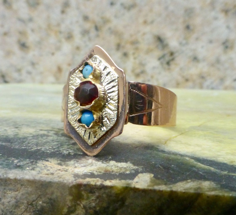 Size 9 1/2, Victorian Garnet Ring In 9 Karat Rose Gold image 3