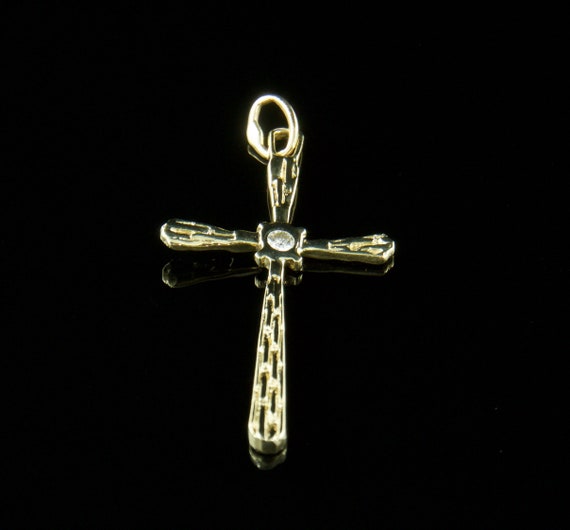 Vintage Diamond Cross, Brutalist 14k Cross, Cross… - image 3