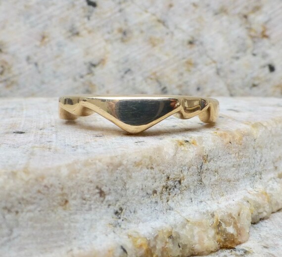 Size 7, Vintage Gold Modernist Chevron Ring In 14… - image 4