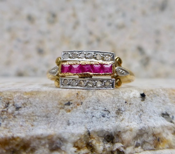 Antique Ruby Ring, Ruby and Diamond Ring, Victoria