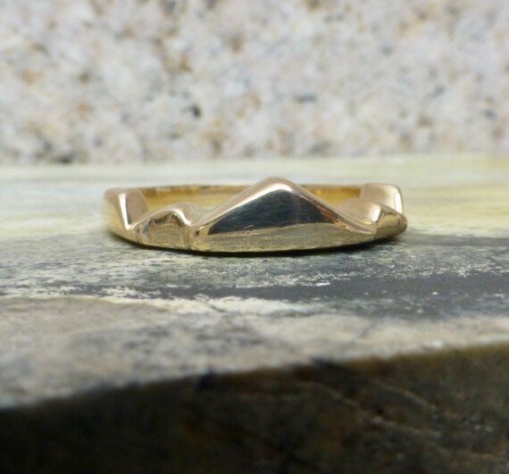 Size 7, Vintage Gold Modernist Chevron Ring In 14… - image 2