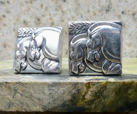 Mid-Century Cuff Links, Horse Cuff Links, Vintage… - image 1