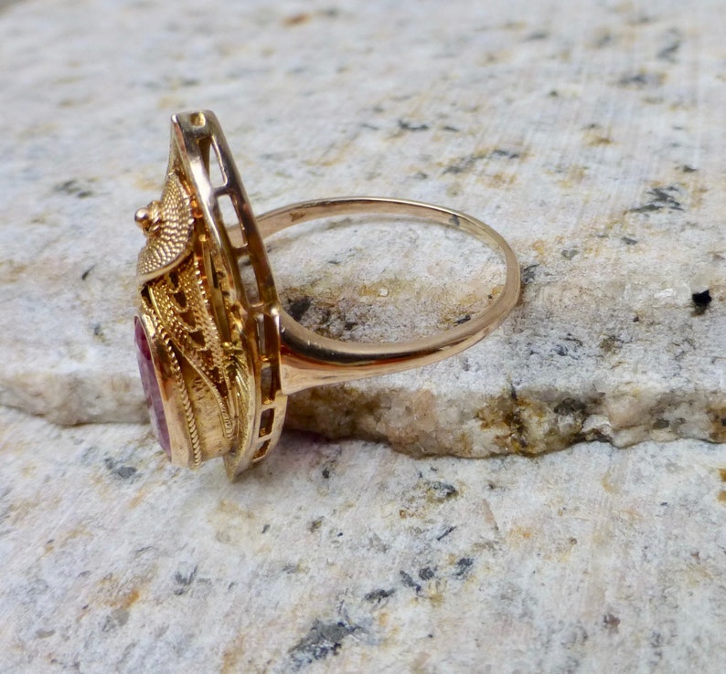 Art Deco Pink Simulated Ruby Vintage Statement Ring Large Antique Ruby Ring Art Deco Ruby Ring Antique Ruby Ring Antique Ruby Ring