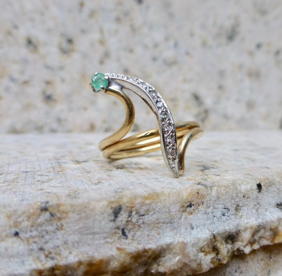 Emerald and Diamond Ring, Emerald Engagement Ring,