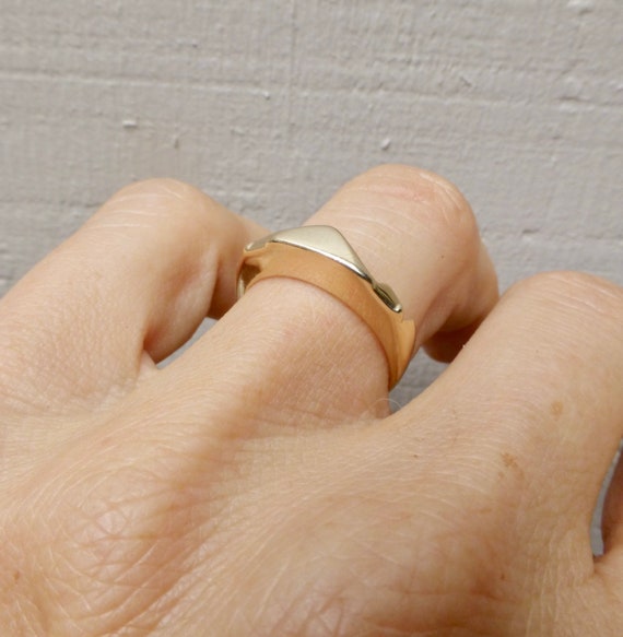 Size 7, Vintage Gold Modernist Chevron Ring In 14… - image 10