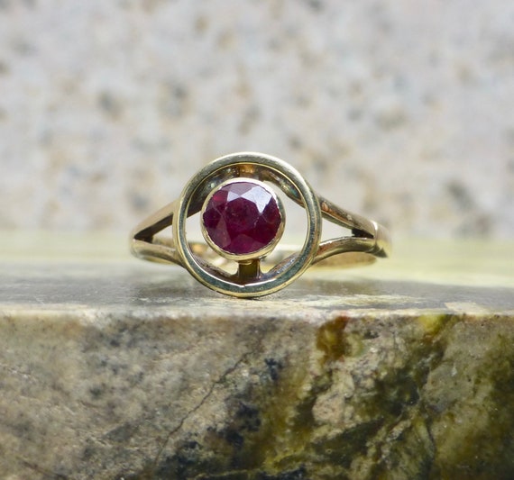 Edwardian Garnet Ring, Antique Bohemian Garnet Rin