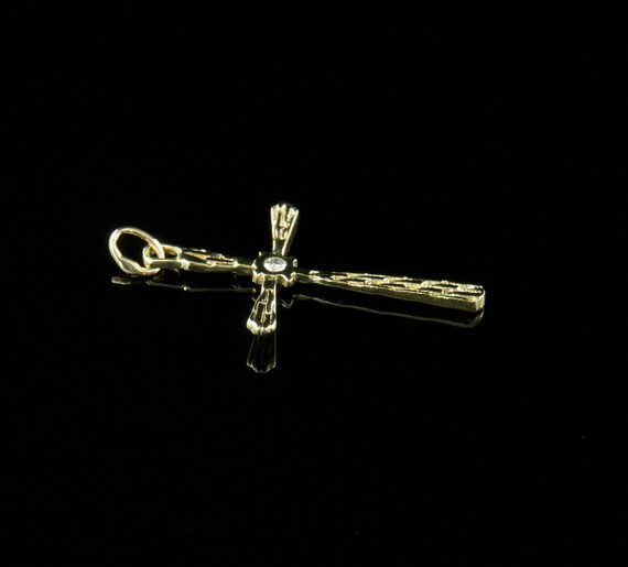 Vintage Diamond Cross, Brutalist 14k Cross, Cross… - image 4