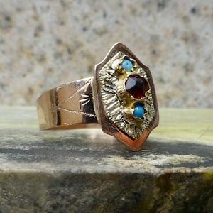 Size 9 1/2, Victorian Garnet Ring In 9 Karat Rose Gold image 1