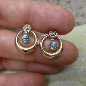 Art Deco Blue Zircon Earrings, Antique Earrings In 10 Karat Gold
