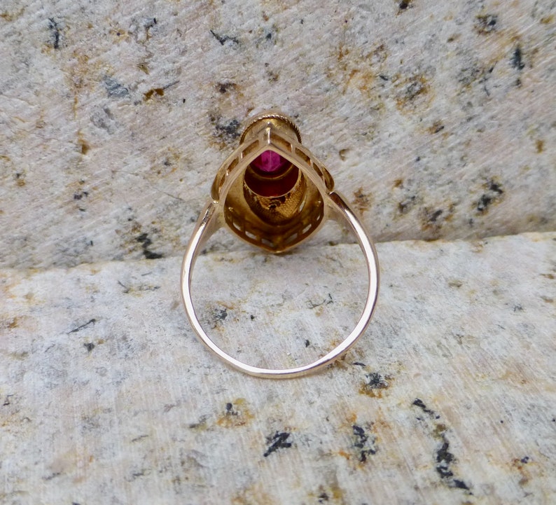 Art Deco Pink Simulated Ruby Vintage Statement Ring Large Antique Ruby Ring Art Deco Ruby Ring Antique Ruby Ring Antique Ruby Ring