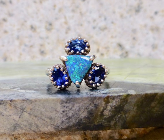 Vintage Opal And Topaz Ring, Custom Made Opal Ring