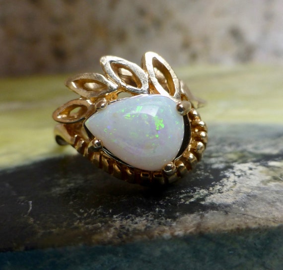 Vintage Opal Ring, Opal Cocktail Ring, Large Opal