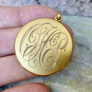 Large Victorian Antique Gold Filled Photo Locket, Monogram Letters OHP