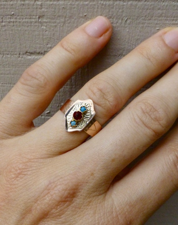 Size 9 1/2, Victorian Garnet Ring In 9 Karat Rose… - image 5