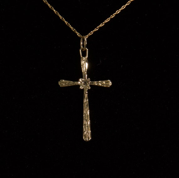 Vintage Diamond Cross, Brutalist 14k Cross, Cross… - image 5